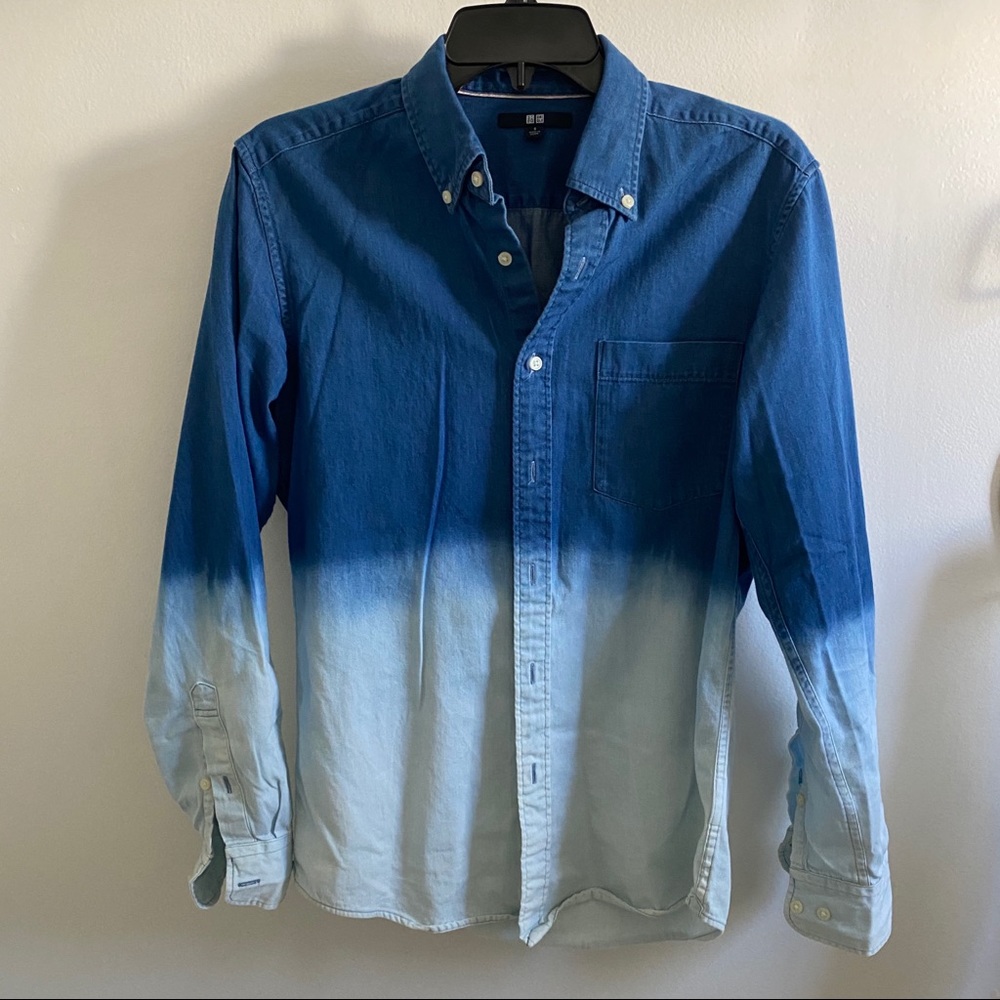 Uniqlo dip dye denim Men shirt size S NWT